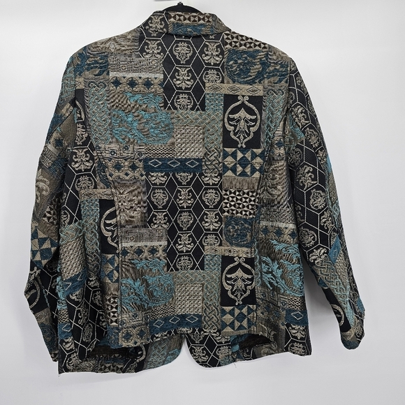 Christopher & Banks metallic brocade zip front jacket blazer women's size 1x - Picture 2 of 4